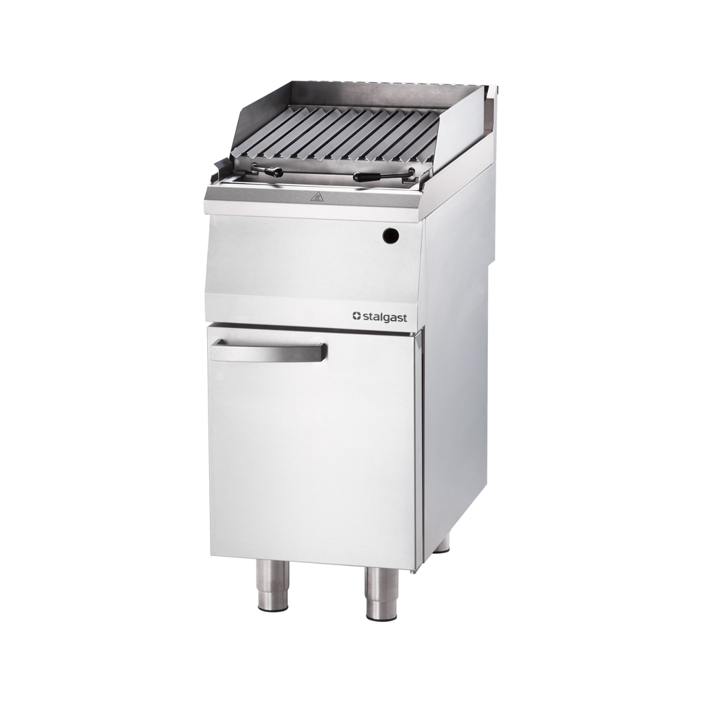 Gas-Lavastein-Grill als Standgerät, Serie 700 ND mit V-Rost, 400x700x850 mm 1 Gas-Lavastein-Grill als Standgerät