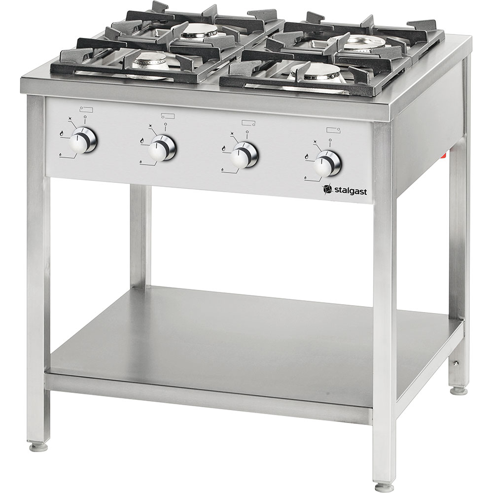 Gasherd Serie 900 - 4-Brenner (3,5+5+2x7), 22,5 kW, G20, 900 x 900 x 850 mm (BxTxH) 1 Gasherd Serie 900 - 4 Brenner (9+9+9+9)