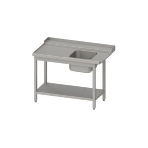 Edelstahl Zulauftisch Korbführung mit Gefälle & Grundboden + 1 Becken 80 x 75 x 88 cm Anbauseite links + Aufkantung