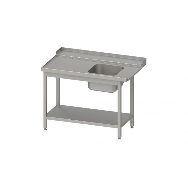 Edelstahl Zulauftisch Korbführung mit Gefälle & Grundboden + 1 Becken 90 x 75 x 88 cm Anbauseite links + Aufkantung 1 Edelstahl Zulauftisch Korbführung mit Gefälle & Grundboden + 1 Becken 80 x 75 x 88 cm Anbauseite links + Aufkantung