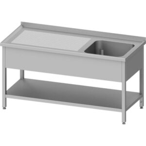 Edelstahl Spültisch mit Grundboden 190 x 70 x 85 cm - 1 Becken rechts