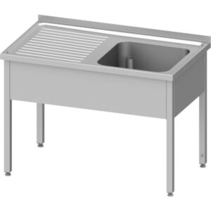 Edelstahl Spültisch ohne Grundboden 130 x 70 x 85 cm - 1 Becken rechts