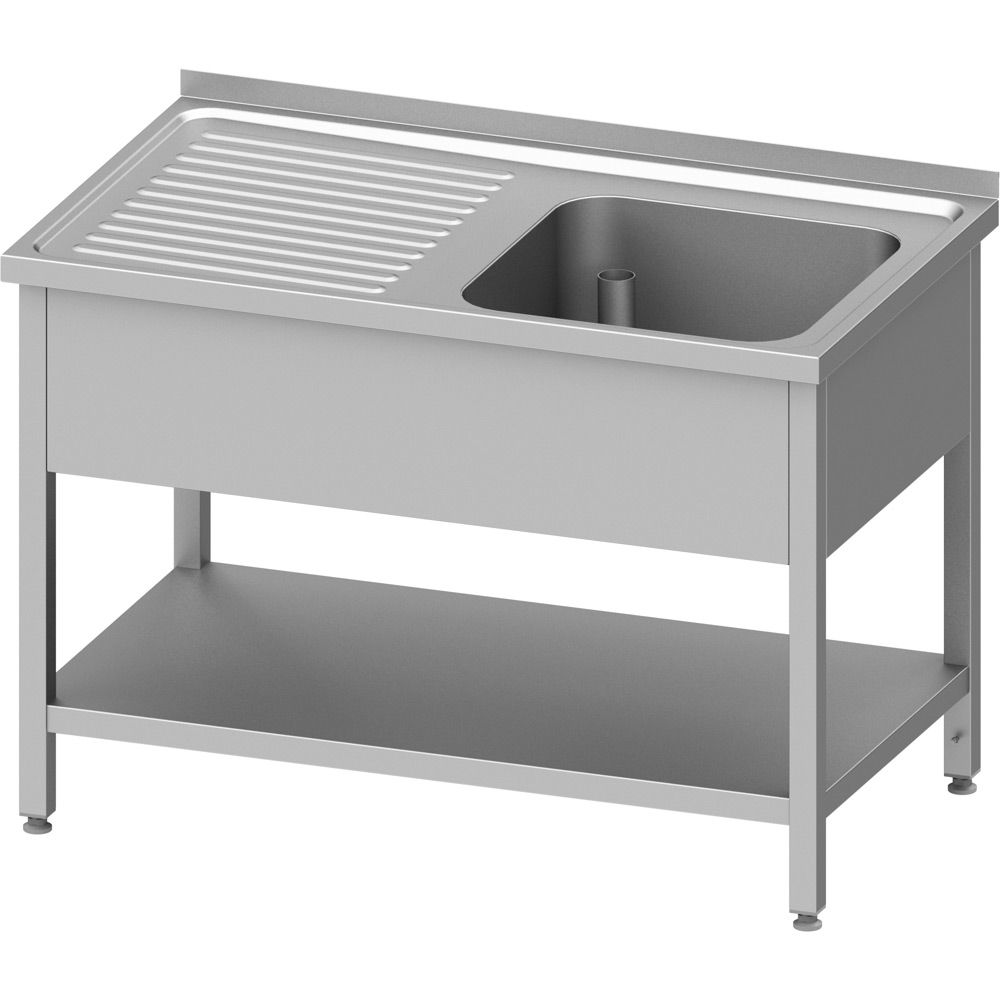 Edelstahl Spültisch mit Grundboden 130 x 60 x 85 cm - 1 Becken rechts 1 Edelstahl Spültisch mit Grundboden 130 x 70 x 85 cm - 1 Becken rechts