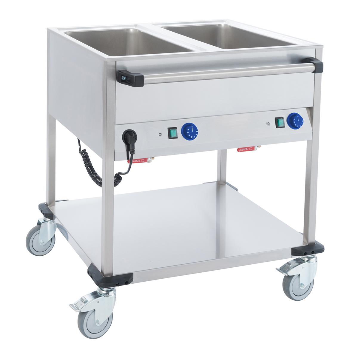 Bain-Marie Wagen BW2L Speisenausgabewagen 2x GN1/1 Griff längsseitig 1 Bain-Marie Wagen BW2L Speisenausgabewagen 2x GN1/1 Griff längsseitig