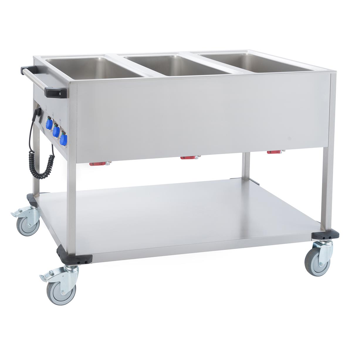 Bain-Marie Wagen BW3K Speisenausgabewagen 3x GN1/1 Griff stirnseitig 1 Bain-Marie Wagen BW3K Speisenausgabewagen 3x GN1/1 Griff stirnseitig