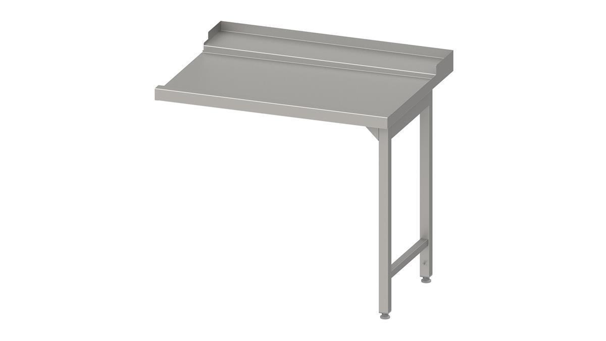 Edelstahl Ablauftisch Korbführung mit Gefälle auf zwei Beinen 160 x 75 x 88 cm, Anbauseite rechts + Aufkantung 1 Edelstahl Ablauftisch Korbführung mit Gefälle auf zwei Beinen 180 x 75 x 88 cm