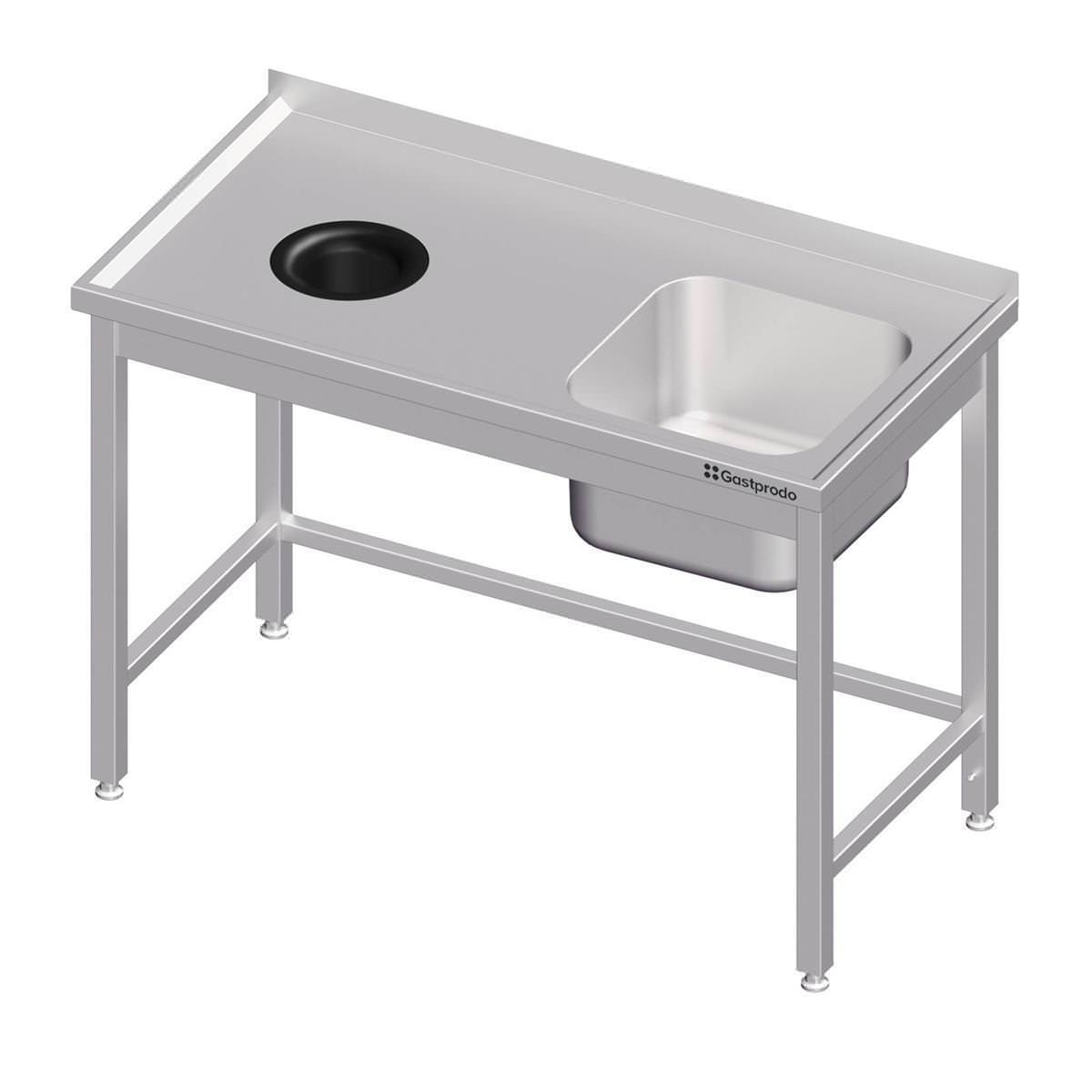 Edelstahl Spültisch mit Abfallloch 140 x 70 x 85 cm - 1 Becken rechts 1 Edelstahl Spültisch mit Abfallloch 170 x 70 x 85 cm - 1 Becken rechts
