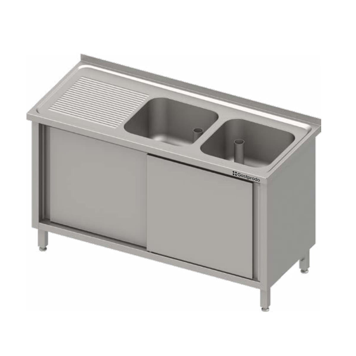 Edelstahl Spülschrank mit Schiebetüren 110 x 70 x 85 cmm - 2 Becken rechts 1 Edelstahl Spülschrank mit Schiebetüren 110 x 70 x 85 cmm - 2 Becken rechts