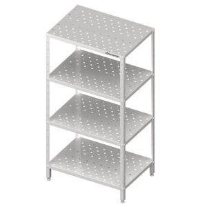 Edelstahl Regal mit gelochten & höhenverstellbaren Böden 140 x 70 x 180 cm
