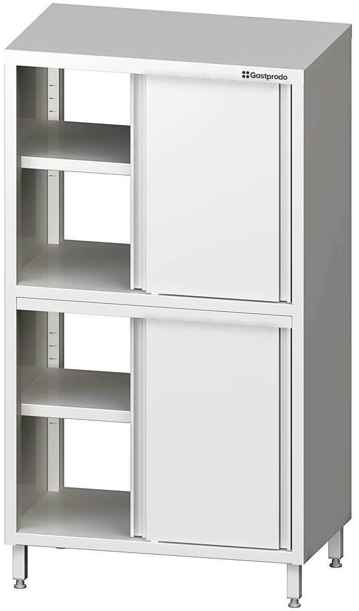 Durchreiche-Hochschrank mit Schiebetüren, 1100x500x2000 mm, mit zwei Schrankräumen, verschweißt 1 Durchreiche-Hochschrank mit Schiebetüren