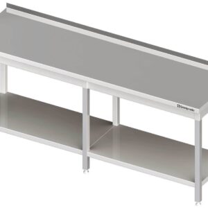 Edelstahl Arbeitstisch mit Grundboden 280 x 60 x 85 cm mit Aufkantung verschweißt