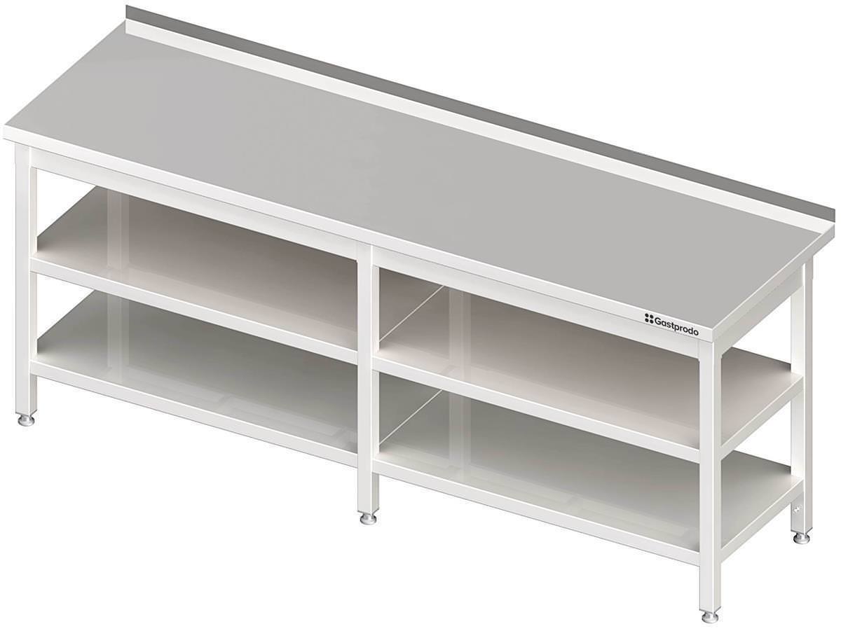 Edelstahl Arbeitstisch mit Grund- und Zwischenboden 280 x 70 x 85 cm mit Aufkantung verschweißt 1 Edelstahl Arbeitstisch mit Grund- und Zwischenboden 280 x 70 x 85 cm mit Aufkantung verschweißt