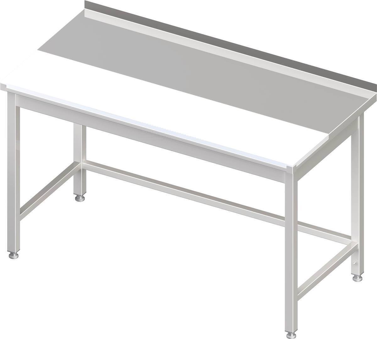 Edelstahl Arbeitstisch ohne Grundboden 190 x 70 x 85 cm mit vertiefter PE-Schneideplatte mit Aufkantung verschweißt