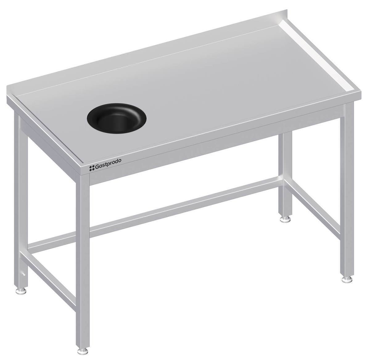 Edelstahl Arbeitstisch ohne Grundboden 190 x 70 x 85 cm mit Abfallloch links mit Aufkantung verschweißt