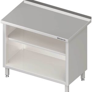 Edelstahl Arbeitsschrank offen mit Grund- und Zwischenboden 190 x 70 x 85 cm mit Aufkantung verschweißt