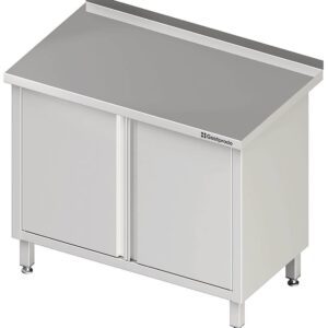 Edelstahl Arbeitsschrank mit Flügeltüren 130 x 70 x 85 cm mit Aufkantung verschweißt