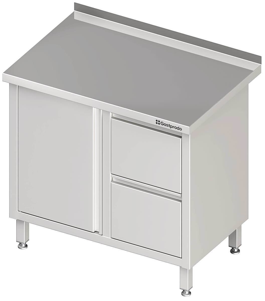 Edelstahl Arbeitsschrank mit Flügeltür 100 x 70 x 85 cm mit 2er Schubladenblock rechts mit Aufkantung verschweißt 1 Edelstahl Arbeitsschrank mit Flügeltür 100 x 70 x 85 cm mit 2er Schubladenblock rechts mit Aufkantung verschweißt