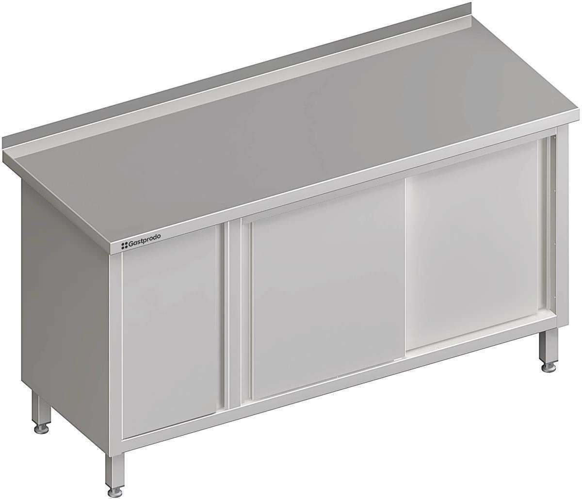 Edelstahl Arbeitsschrank mit Schiebetüren 150 x 70 x 85 cm mit Flügeltürschrank links ohne Aufkantung verschweißt 1 Edelstahl Arbeitsschrank mit Schiebetüren 190 x 70 x 85 cm mit Flügeltürschrank links mit Aufkantung verschweißt