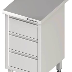 Edelstahl Schubladenschrank mit 3 Schubladen 45 x 70 x 85 cm mit Aufkantung verschweißt