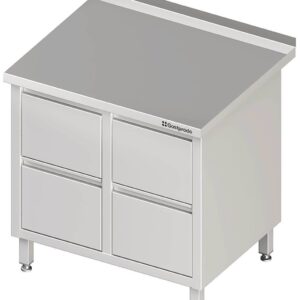 Edelstahl Schubladenschrank mit 2x2 Schubladen 84 x 70 x 85 cm mit Aufkantung verschweißt