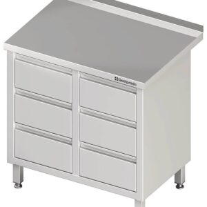Edelstahl Schubladenschrank mit 2x3 Schubladen 84 x 70 x 85 cm mit Aufkantung verschweißt