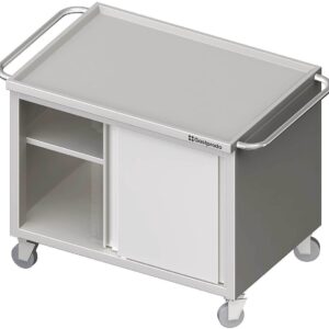 Edelstahl Transportwagen mit geschlossenem Unterbau & Schiebetüren 120 x 60 x 85 cm
