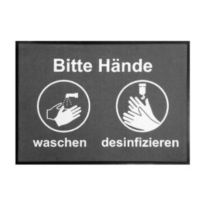 Hinweismatte / Schmutzfangmatte "Bitte Hände waschen/desinfizieren"
