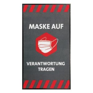 Hinweismatte / Schmutzfangmatte "Maske auf - Verantwortung tragen"