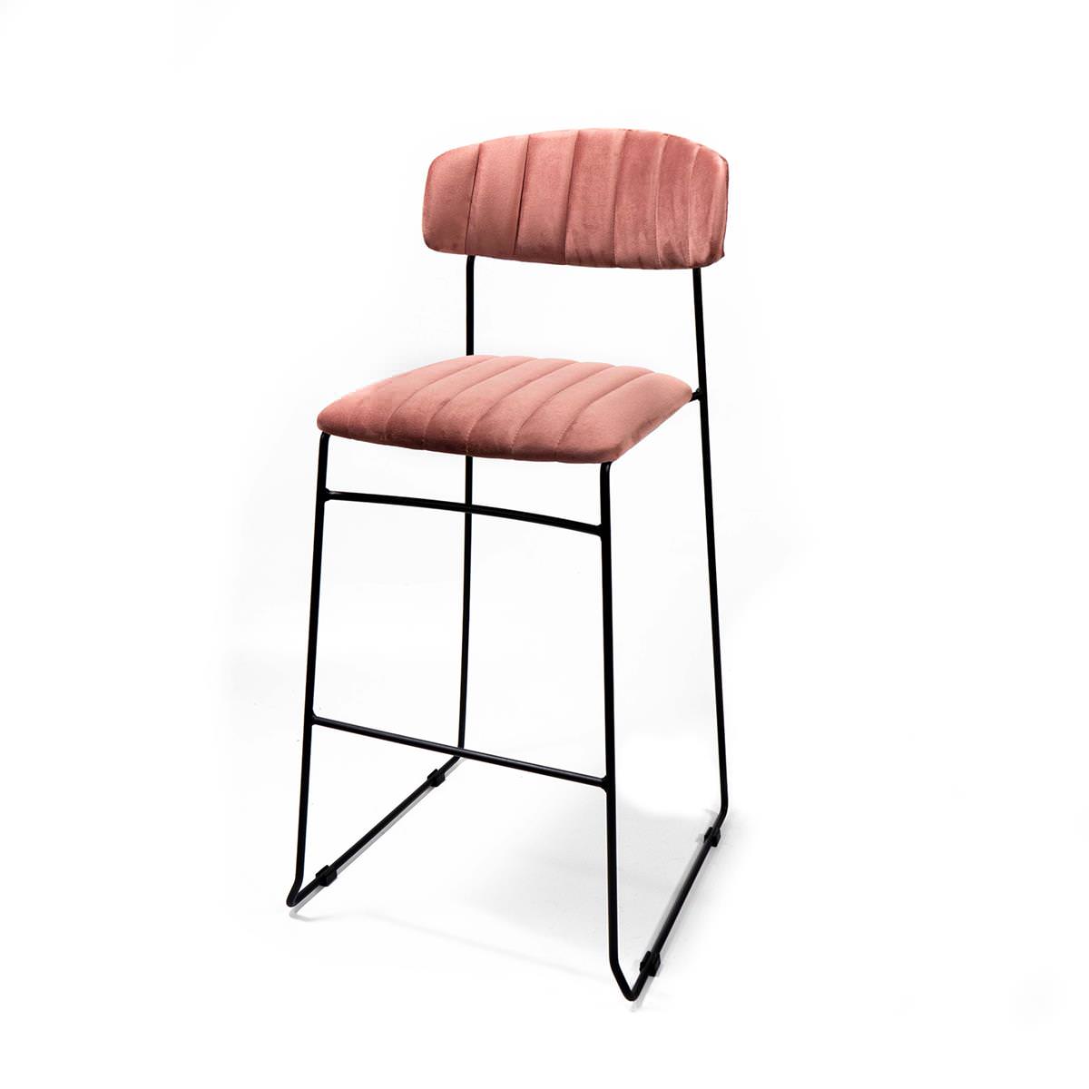 Barhocker Mundo Velours gepolstert Rosa 1 Barhocker Mundo Velours gepolstert Rosa