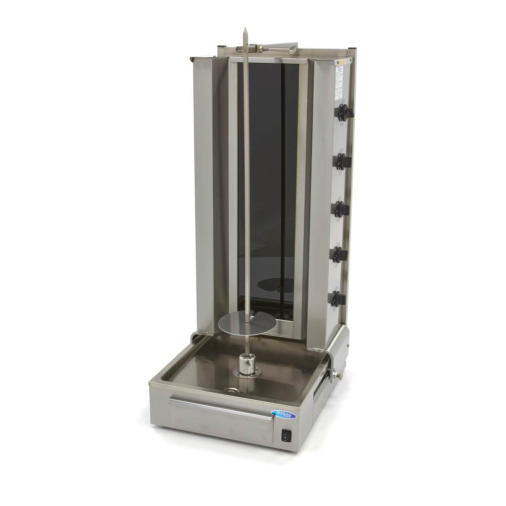 Elektro Döner Kebab / Gyros / Shawarma Grill - 5 Brenner - 100 kg - Motor unten 1 Elektro Döner Kebab / Gyros / Shawarma Grill - 5 Brenner - 100 kg - Motor unten