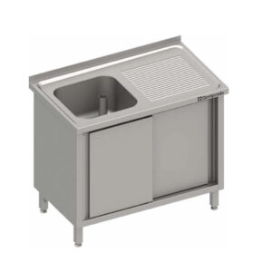 Spülschrank mit Schiebetüren 130 x 70 x 85 cm - 1 Becken links