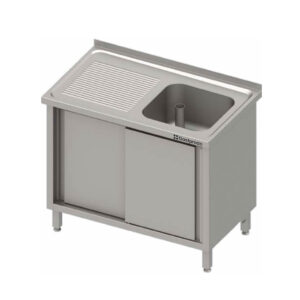 Spülschrank mit Schiebetüren 130 x 70 x 85 cm - 1 Becken rechts