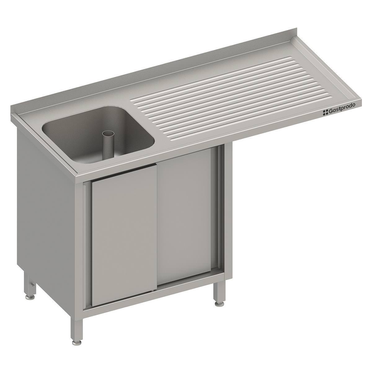 Edelstahl Spülschrank mit Schiebetüren + Überstand 120 x 60 x 90 cm +1 Becken links 1 Edelstahl Spülschrank mit Schiebetüren + Überstand 140 x 70 x 90 cm +1 Becken links