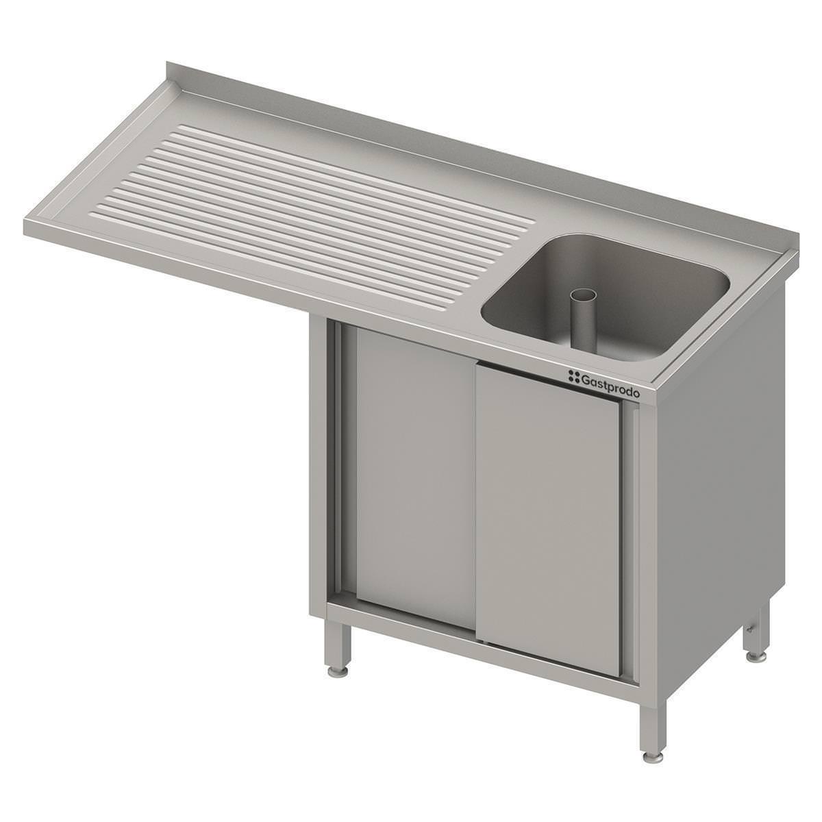 Edelstahl Spülschrank mit Schiebetüren + Überstand 120 x 60 x 90 cm +1 Becken rechts 1 Edelstahl Spülschrank mit Schiebetüren + Überstand 140 x 70 x 90 cm +1 Becken rechts