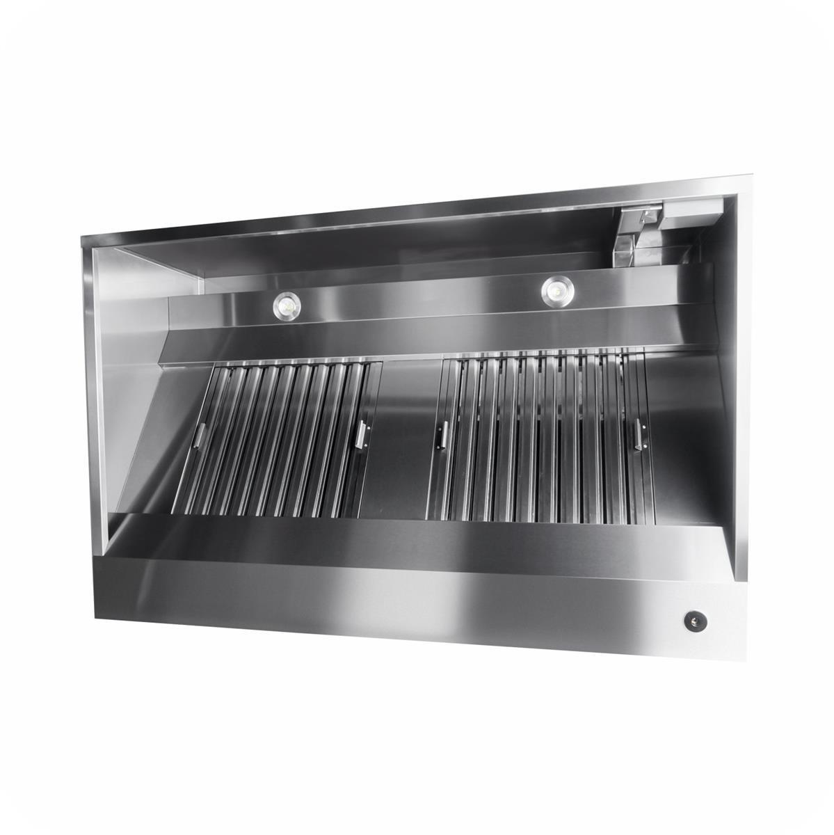 Edelstahl Wandhaube / Dunstabzugshaube Kastenform Pro mit Flammschutzfilter 180 x 110 cm 1 Edelstahl Wandhaube / Dunstabzugshaube Kastenform Pro mit Flammschutzfilter 200 x 110 cm