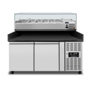 Pizzakühltisch UnniCool 2 Türen - 151 × 80 × 100 cm - schwarzer Granit