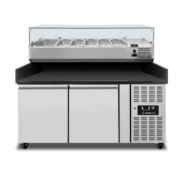 Pizzakühltisch UnniCool 2 Türen - 151 × 80 × 100 cm - schwarzer Granit 1 Pizzakühltisch UnniCool 2 Türen - 151 × 80 × 100 cm - schwarzer Granit