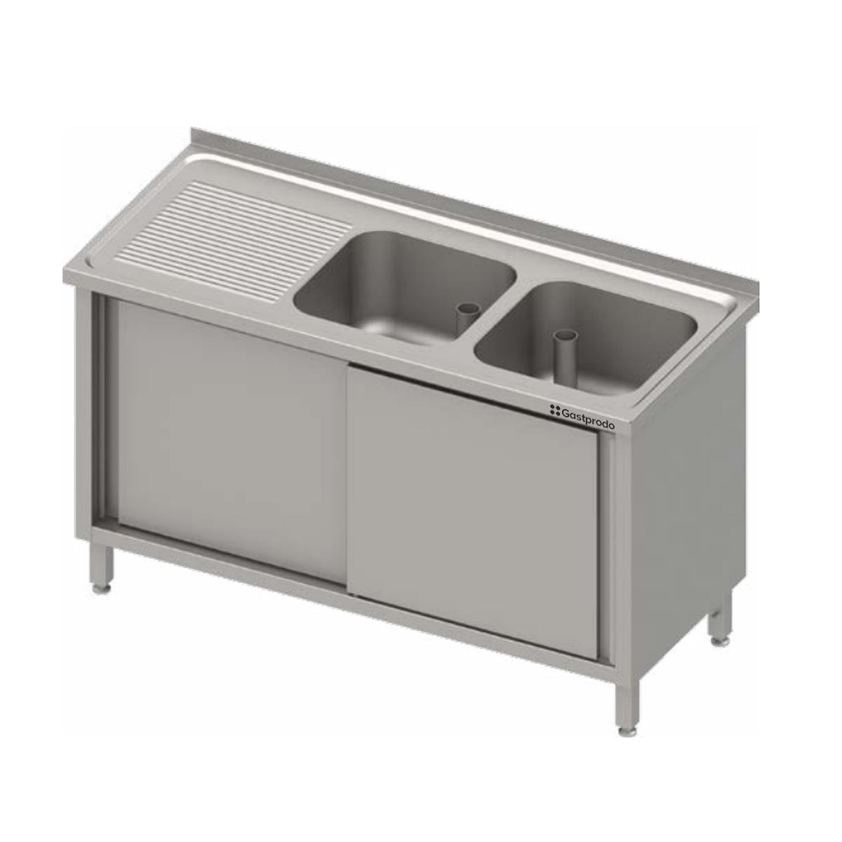 Edelstahl Spülschrank mit Schiebetüren 130 x 70 x 85 cmm - 2 Becken rechts 1 Edelstahl Spülschrank mit Schiebetüren 130 x 70 x 85 cmm - 2 Becken rechts