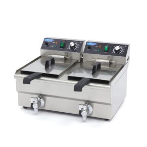 Elektro Fritteuse Maxima - 2x 10 Liter mit Ablasshahn