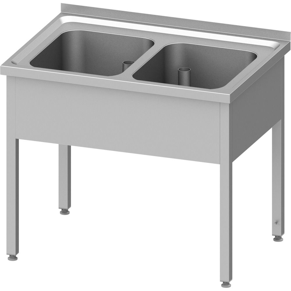 Edelstahl Spültisch ohne Grundboden 100 x 60 x 85 cm - 2 Becken mittig 1 Edelstahl Spültisch ohne Grundboden 100 x 70 x 85 cm - 2 Becken mittig