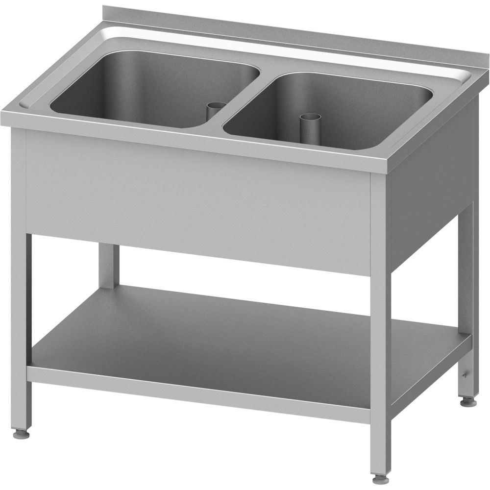 Edelstahl Spültisch mit Grundboden 100 x 60 x 85 cm - 2 Becken mittig 1 Edelstahl Spültisch mit Grundboden 100 x 70 x 85 cm - 2 Becken mittig