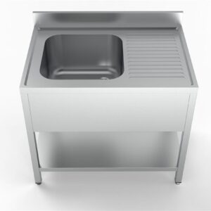 Edelstahl Spültisch PRO mit Grundboden 100 x 70 cm - 1 Becken links