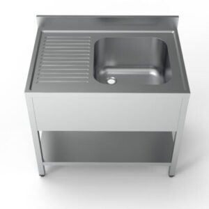 Edelstahl Spültisch PRO mit Grundboden 100 x 70 cm - 1 Becken rechts