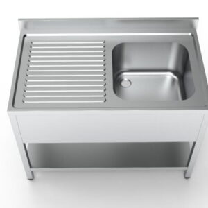 Edelstahl Spültisch PRO mit Grundboden 120 x 70 cm - 1 Becken rechts