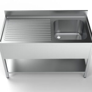 Edelstahl Spültisch PRO mit Grundboden 140 x 70 cm - 1 Becken rechts