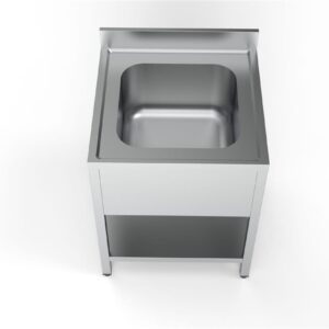 Edelstahl Spültisch PRO mit Grundboden 70 x 70 cm - 1 Becken mittig