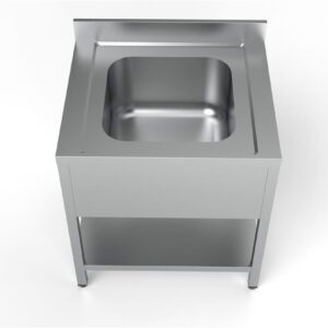 Edelstahl Spültisch PRO mit Grundboden 80 x 70 cm - 1 Becken mittig