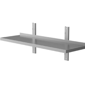 Edelstahl Wandbord / Wandregal PRO 200 x 40 x 36 cm mit Wandschienen