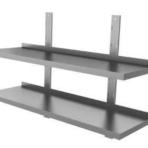 Edelstahl Doppel-Wandbord / Wandregal PRO 200 x 30 x 70 cm mit Wandschienen